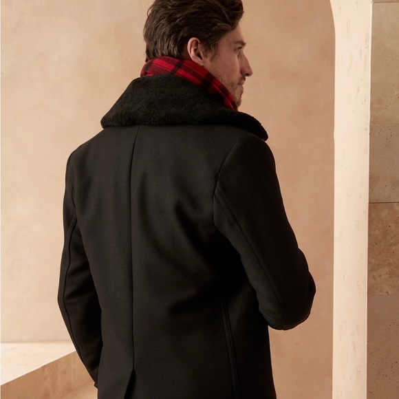 Banana Republic Italian Melton Peacoat with Shearling Collar - Picture 9 of 10